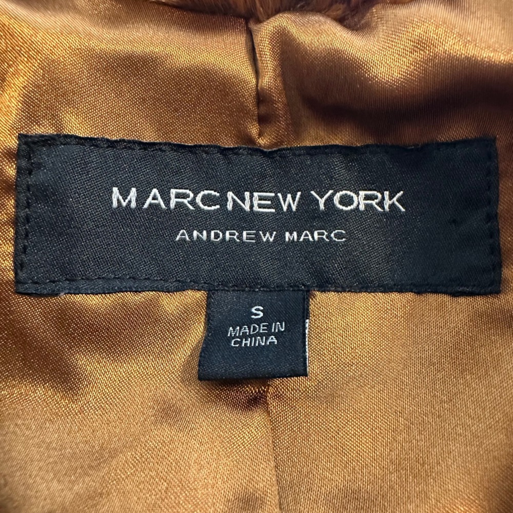Marc New York Andrew Marc Women's S Cognac Brown Faux Fur Teddy Coat - Picture 12 of 15